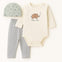 3 Pcs Newborn Baby Elephant Print Long Sleeve Romper, Pajama with Cap BS6420D